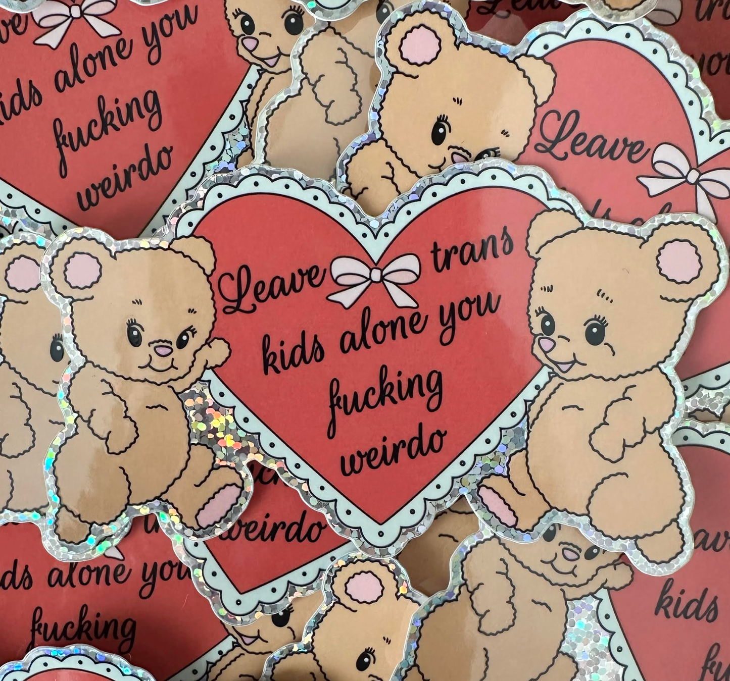 Leave Trans Kids Alone Glitter Sticker