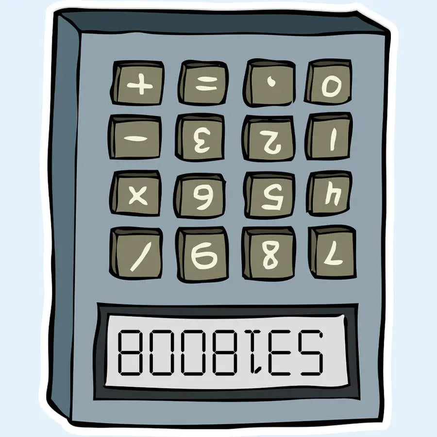 Boobies Calculator Sticker Mugsby