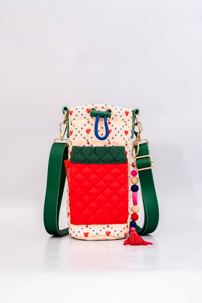 Cherry Hearts Water Bottle Sling