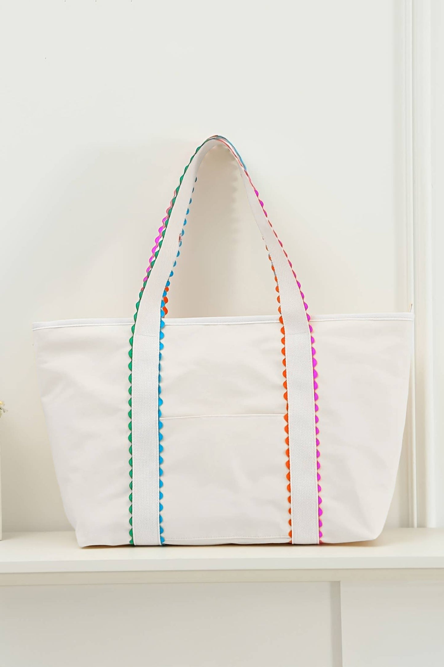 Colorful Ricrac Detail Canvas Tote Bag
