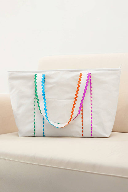 Colorful Ricrac Detail Canvas Tote Bag