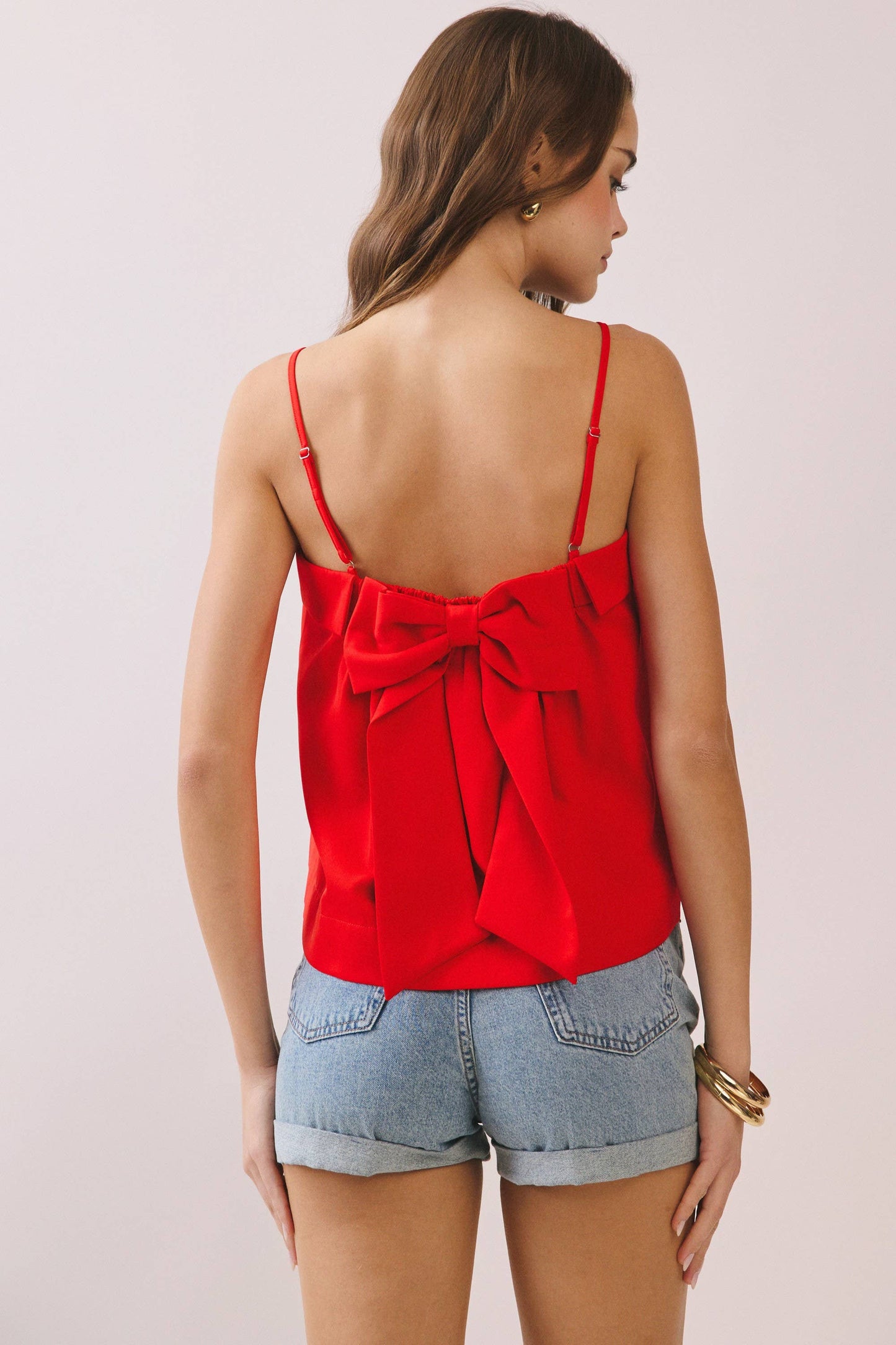 Bow Back Detail Spaghetti Strap Cami Top
