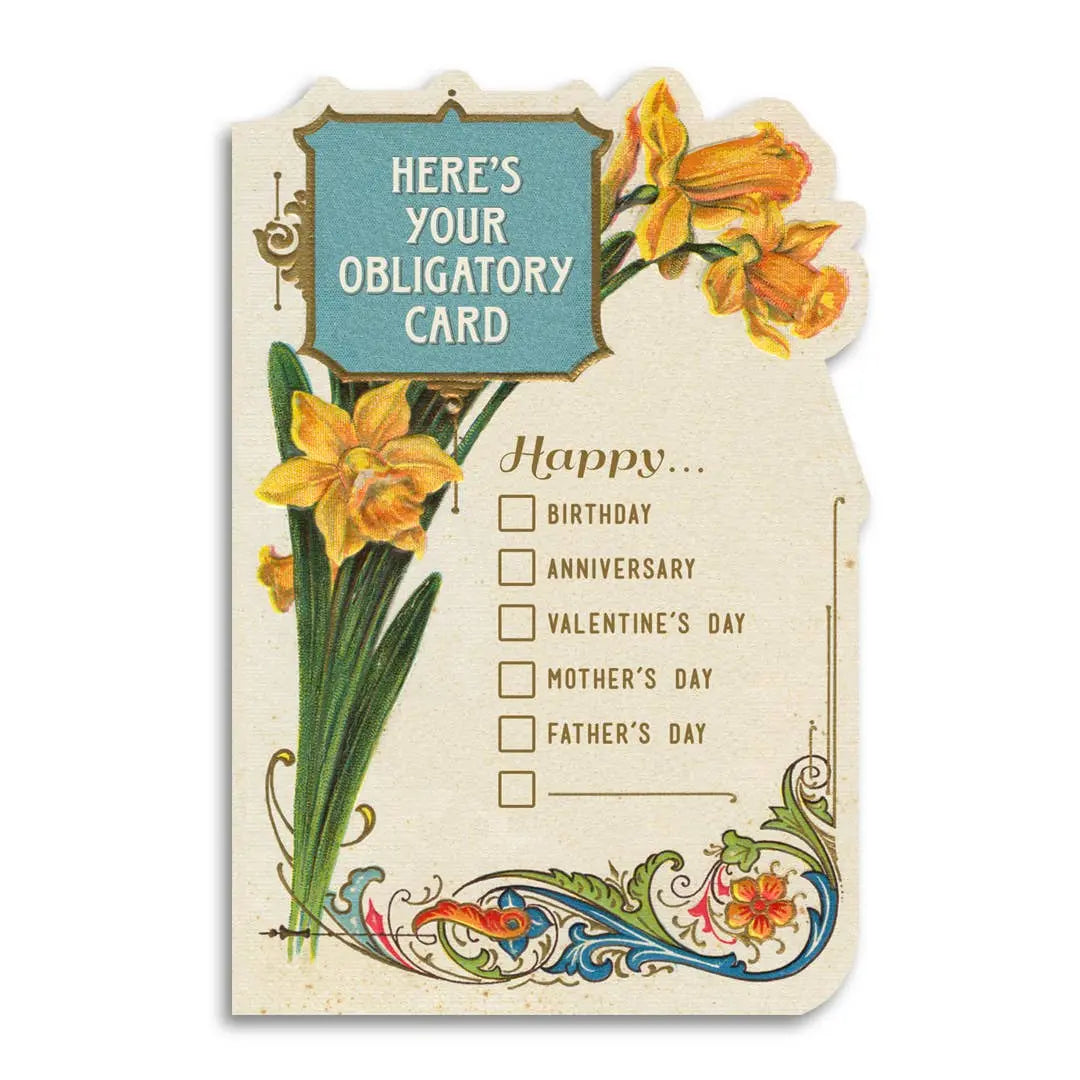 "Here's Your Obligatory Card" All Occasion Card Bad Betty Greeting Co.