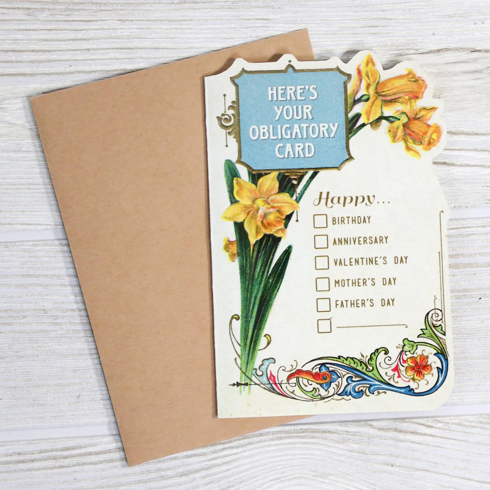"Here's Your Obligatory Card" All Occasion Card Bad Betty Greeting Co.