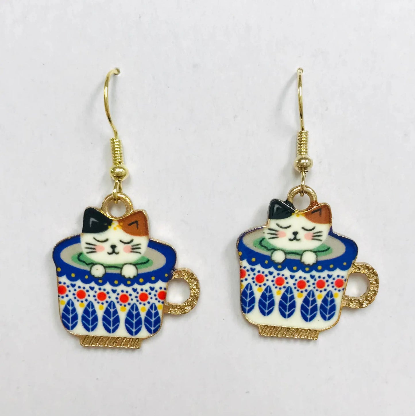Cat in Coffee Cup Earrings SimpleNGreat