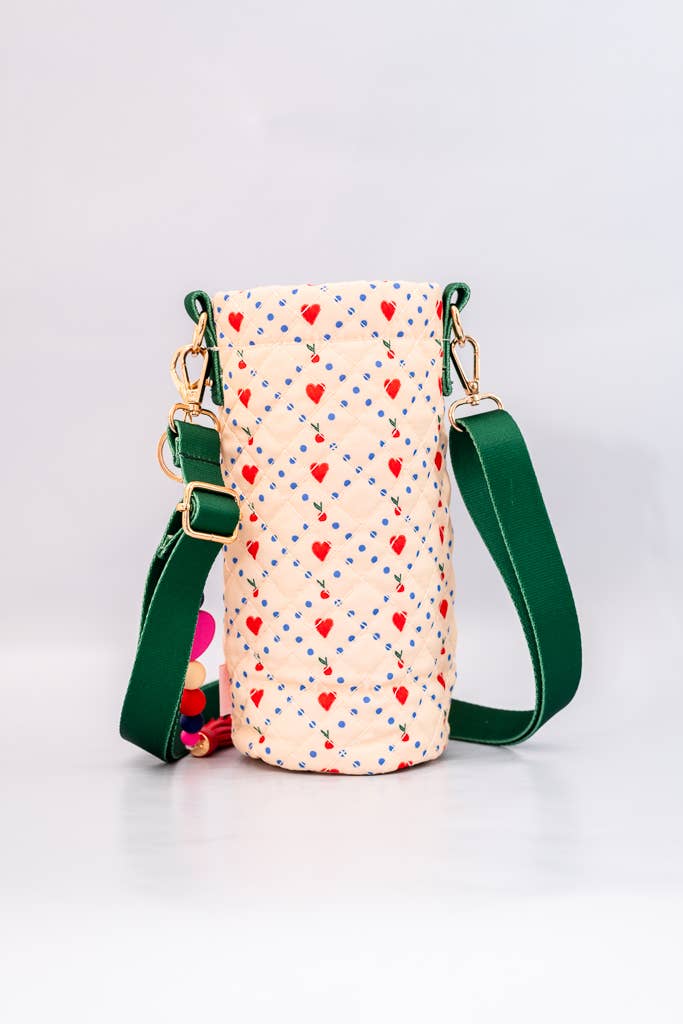Cherry Hearts Water Bottle Sling