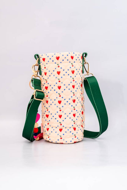 Cherry Hearts Water Bottle Sling