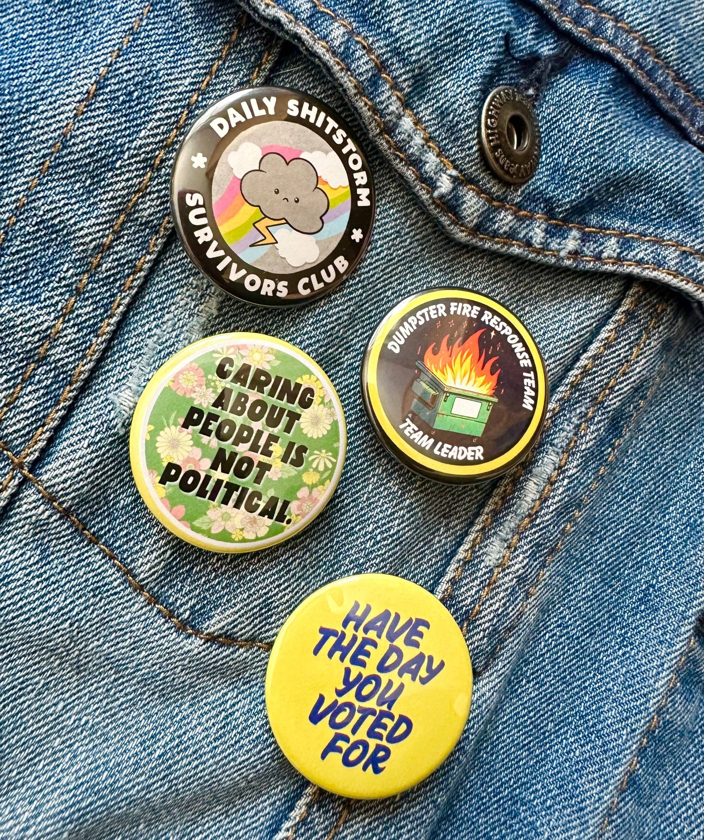 Caring About People Is Not Political Button