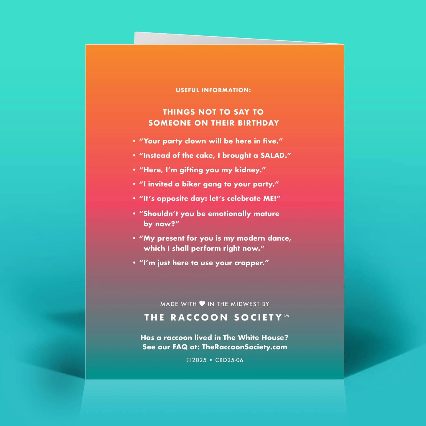 Rager Birthday Card The Raccoon Society