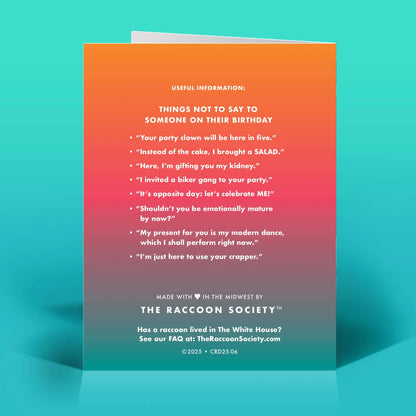 Rager Birthday Card The Raccoon Society