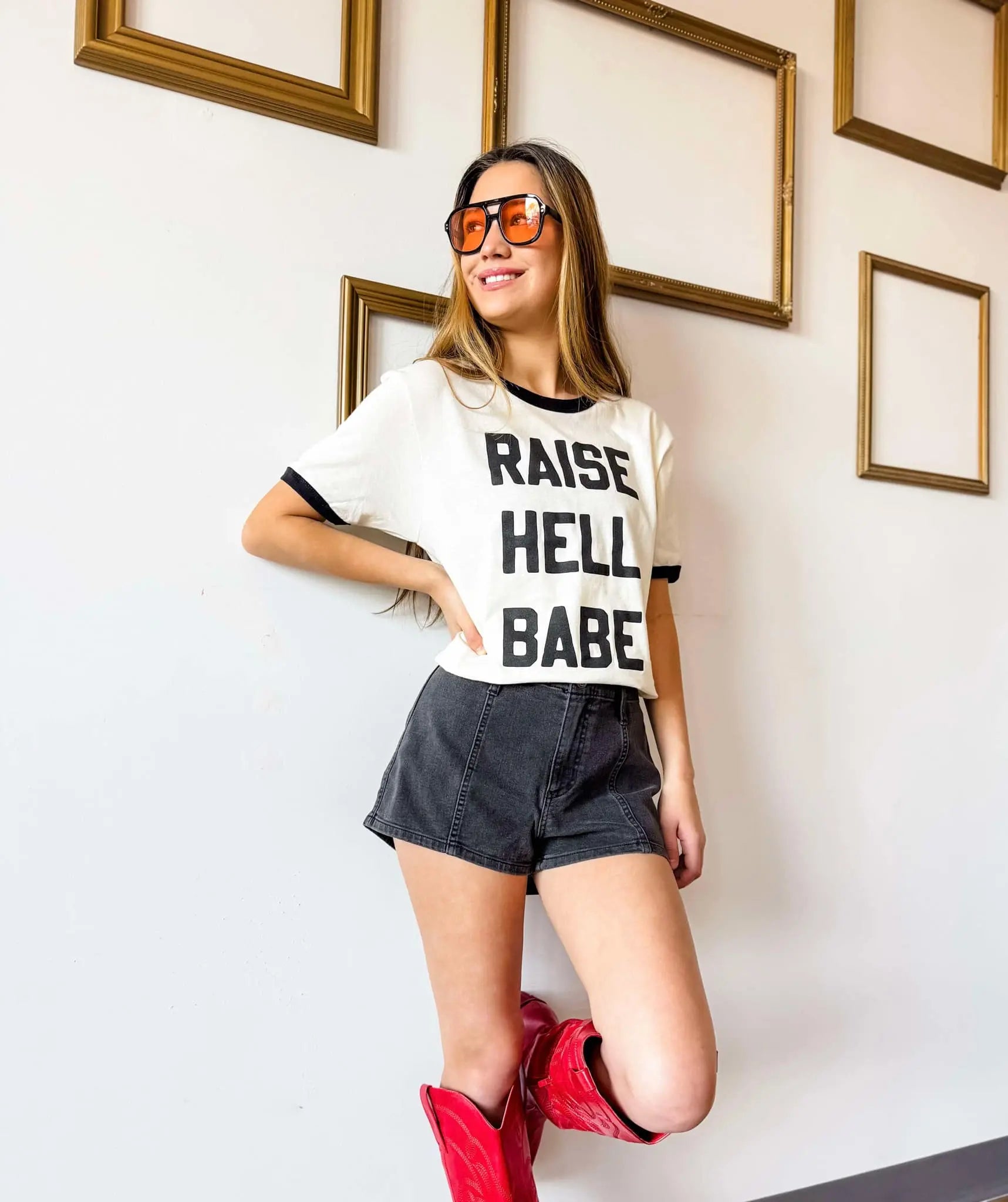Raise Hell Babe Ringer Tee Mugsby