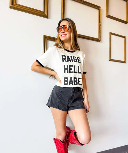 Raise Hell Babe Ringer Tee Mugsby